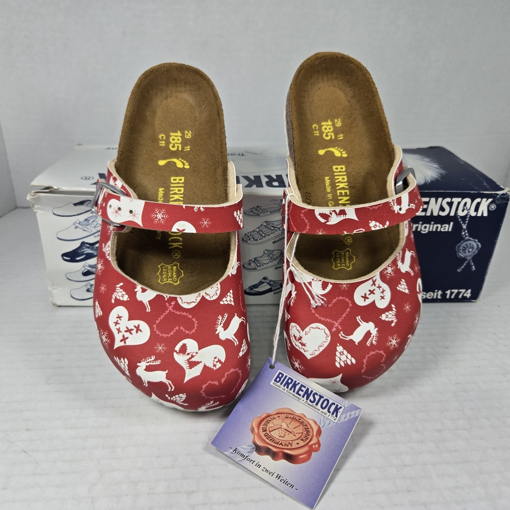 Birkenstock Kids Maria Kinder Reindeer Heart Red Clog Mules EU 29 US C11 toddler